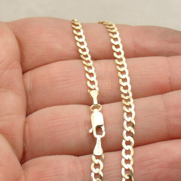 14K Yellow Gold Cuban Link Chain Anklet Bracelet 10" foot Bracelet for Womens - Picture 2 of 10